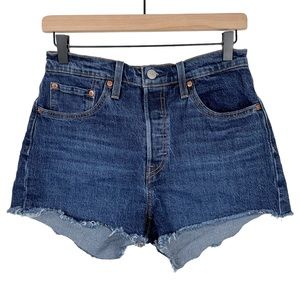 Levi’s 501 Dark Wash Denim Jean Shorts Sz 28 Raw Hem